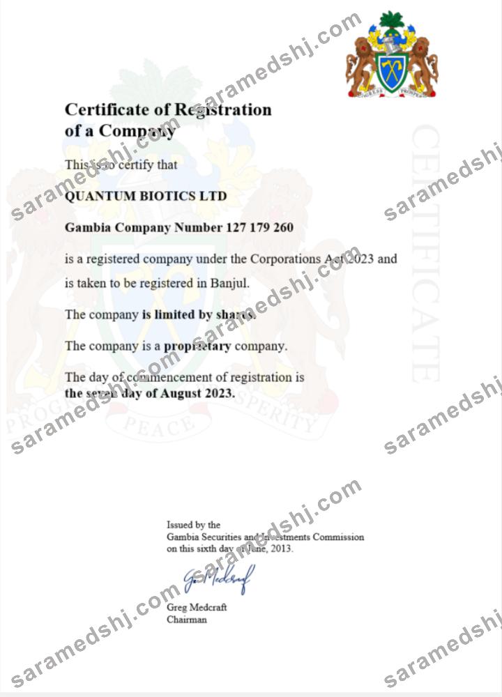 Gambia certificate of registration Word and PDF template